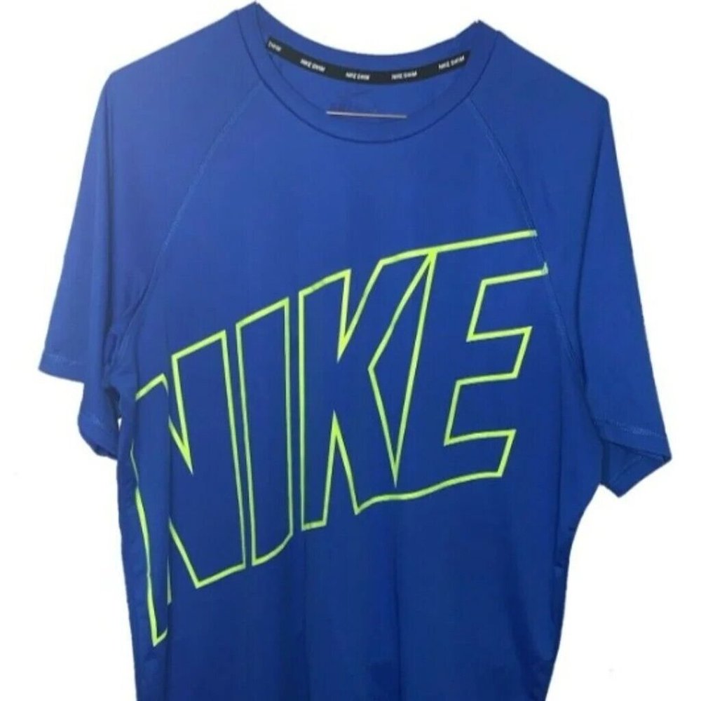 Nike Swim Men's Size Large L UPF 40+ Dri-Fit Short Sleeve T-Shirt Color Blue
